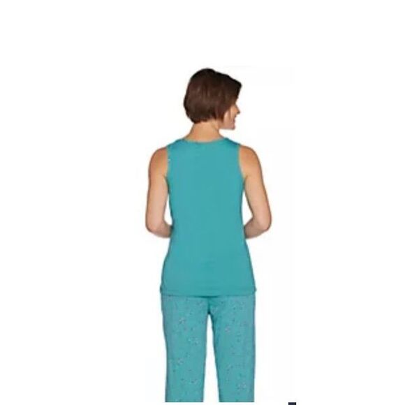 Carole Hochman Women's 3X Floral Cotton 3-Piece Pajama Set Teal NWT - Picture 3 of 5